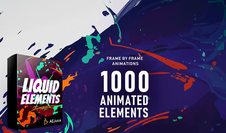 AE/PR模板/视频素材-1000个手绘液体闪光流体二维卡通动画元素包